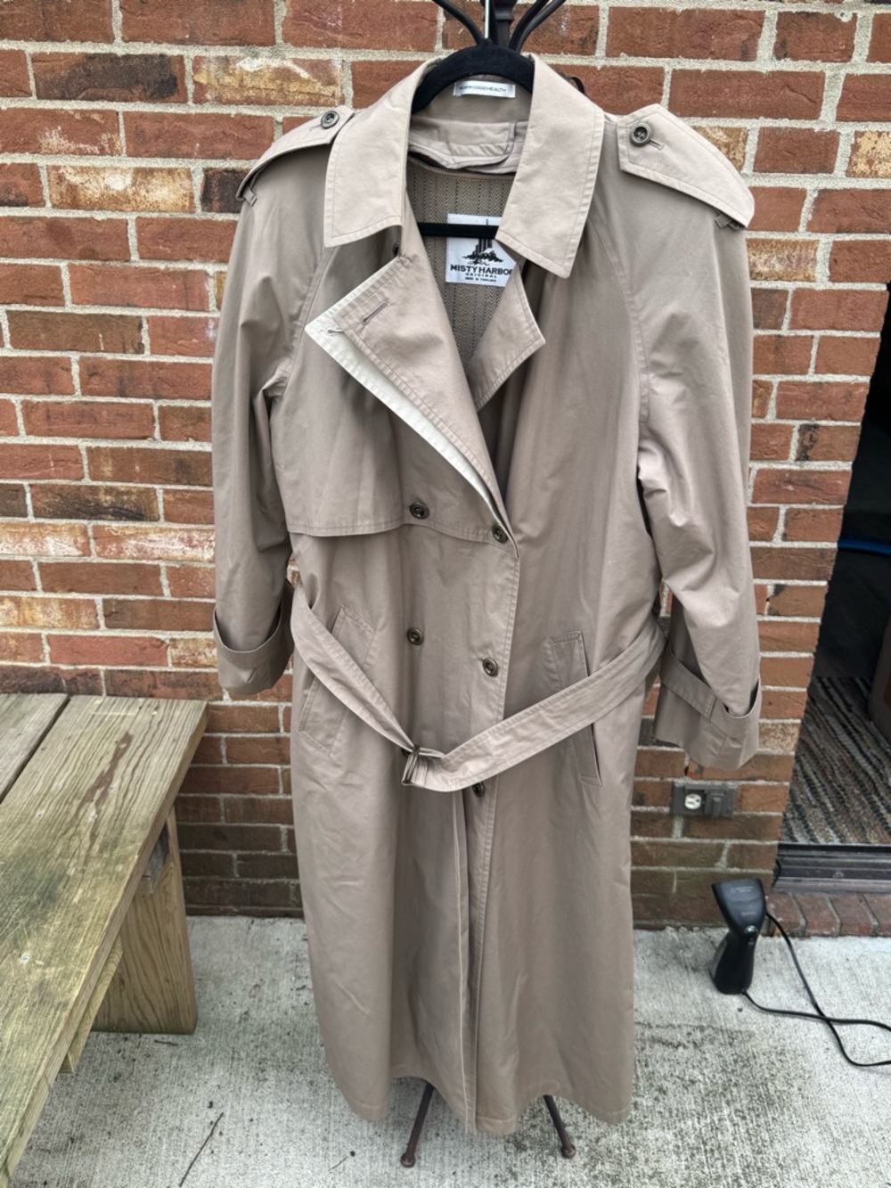 Vintage 90s Misty Harbor Trench Coat Beige Belted Classic Size 10